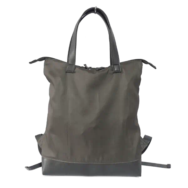 Recycled polyester microfiber fabric with leather casual backpack