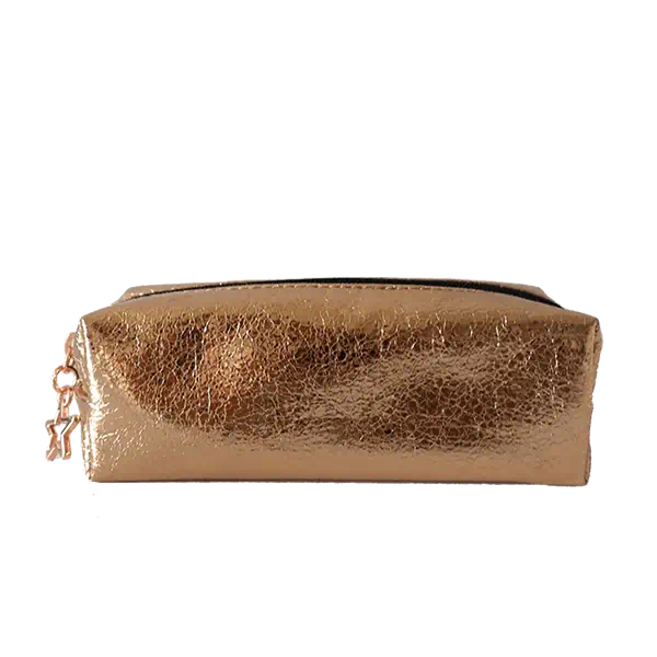Gold crack texture cosmetic bag with star puller
