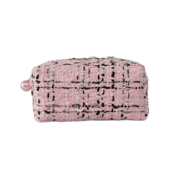 Elegant texture women lady tweed cosmetic bag