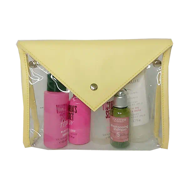 TPU clear PVC with PU flap storage travel cosmetic bag