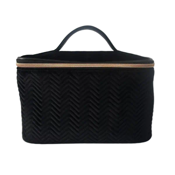 women suede velvet quilting train case makeup bag