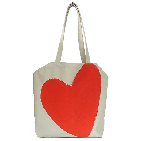 Heart imprint canvas tote bag