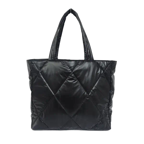 Quilting polyester shiny fabric tote handbag