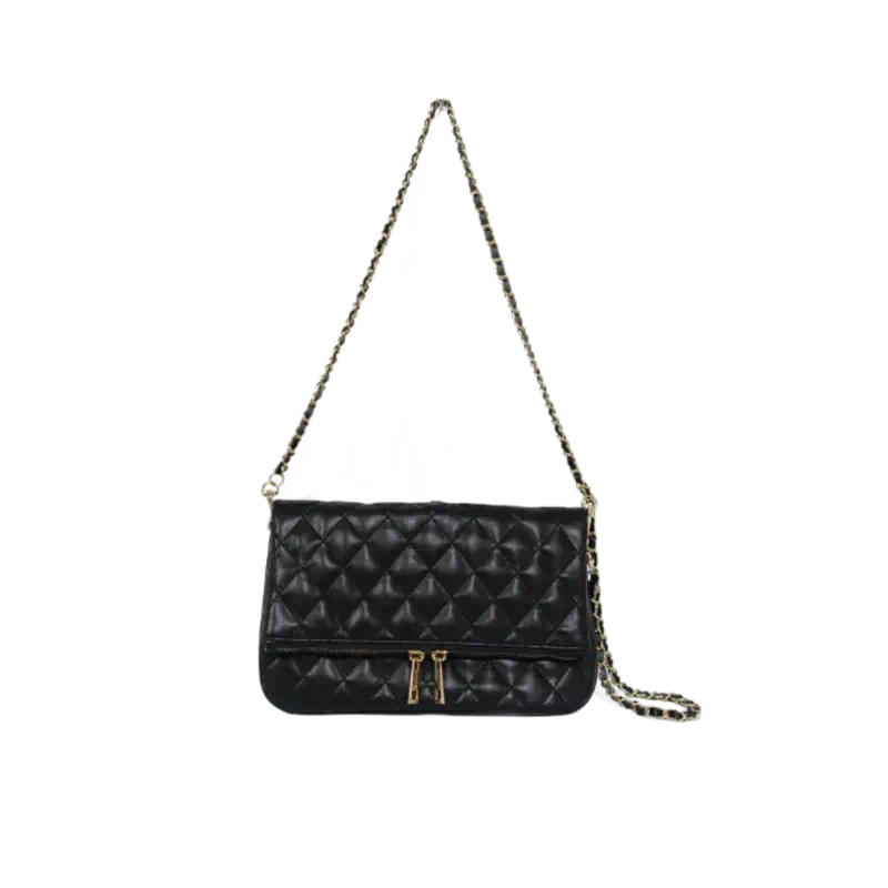 женская стеганая сумка через плечо с бриллиантовой цепочкой